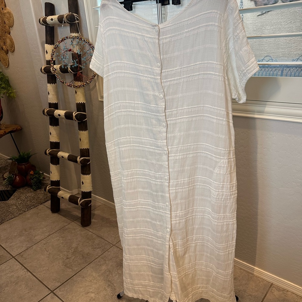 Dotti White Button-Front Midi Dress
